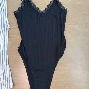 Black Lace Trim Bodysuit
